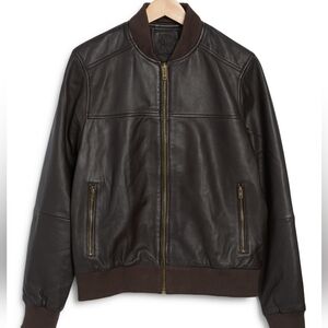RODD & GUNN CHOCOLATE LEATHER BOMBER JACKET